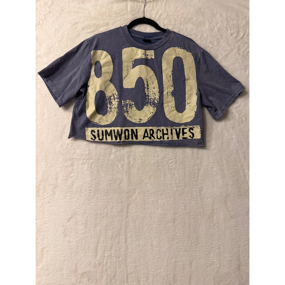 Sumwon Archives 850 Graphic Crop Top Washed Blue Cotton‎ sz M sz2405132318242182
